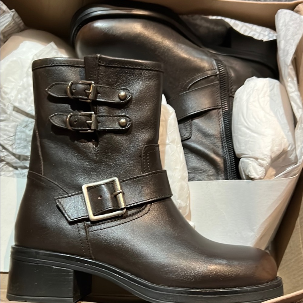 Steve Madden Women's Brown Leather Ankle biker Boots